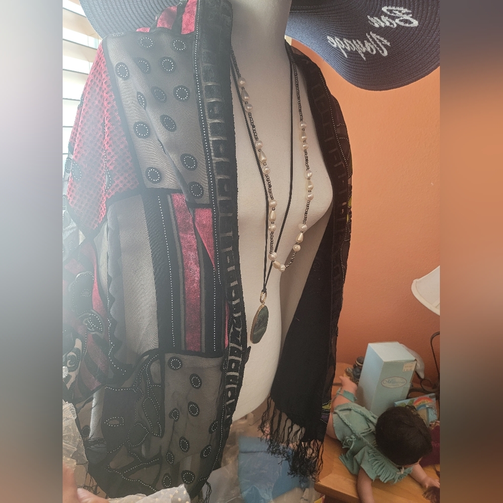 Italian Sheer/Fabric Scarf - Picture 2 of 2